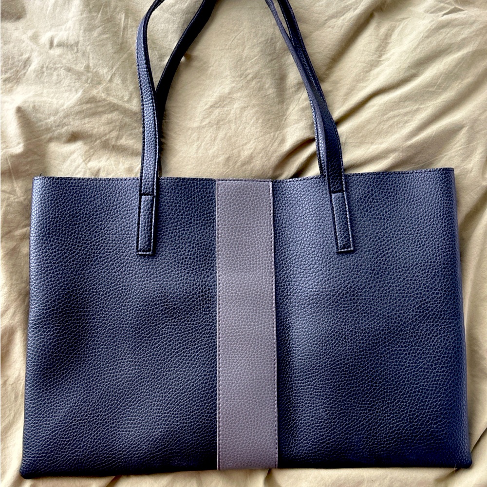 Black vegan leather tote